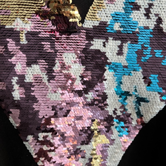 WILDFOX OVERSIZED SEQUINED HEART BLACK PULLOVER CREWNECK SWEATSHIRT - Picture 4 of 8